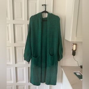 Free People Long Hooded Knitted Sweater - S